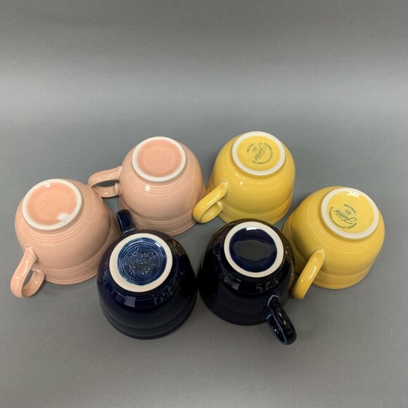 Homer Laughlin HLC LLD SSC Fiesta Cups Yellow Blue Purple Peach Lot of 6 - Picture 7 of 9